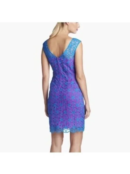 Lilly Pulitzer Selna Sheath Mambo Pink Royce Blue Floral Eyelet Dress Size 4 - Picture 2 of 6